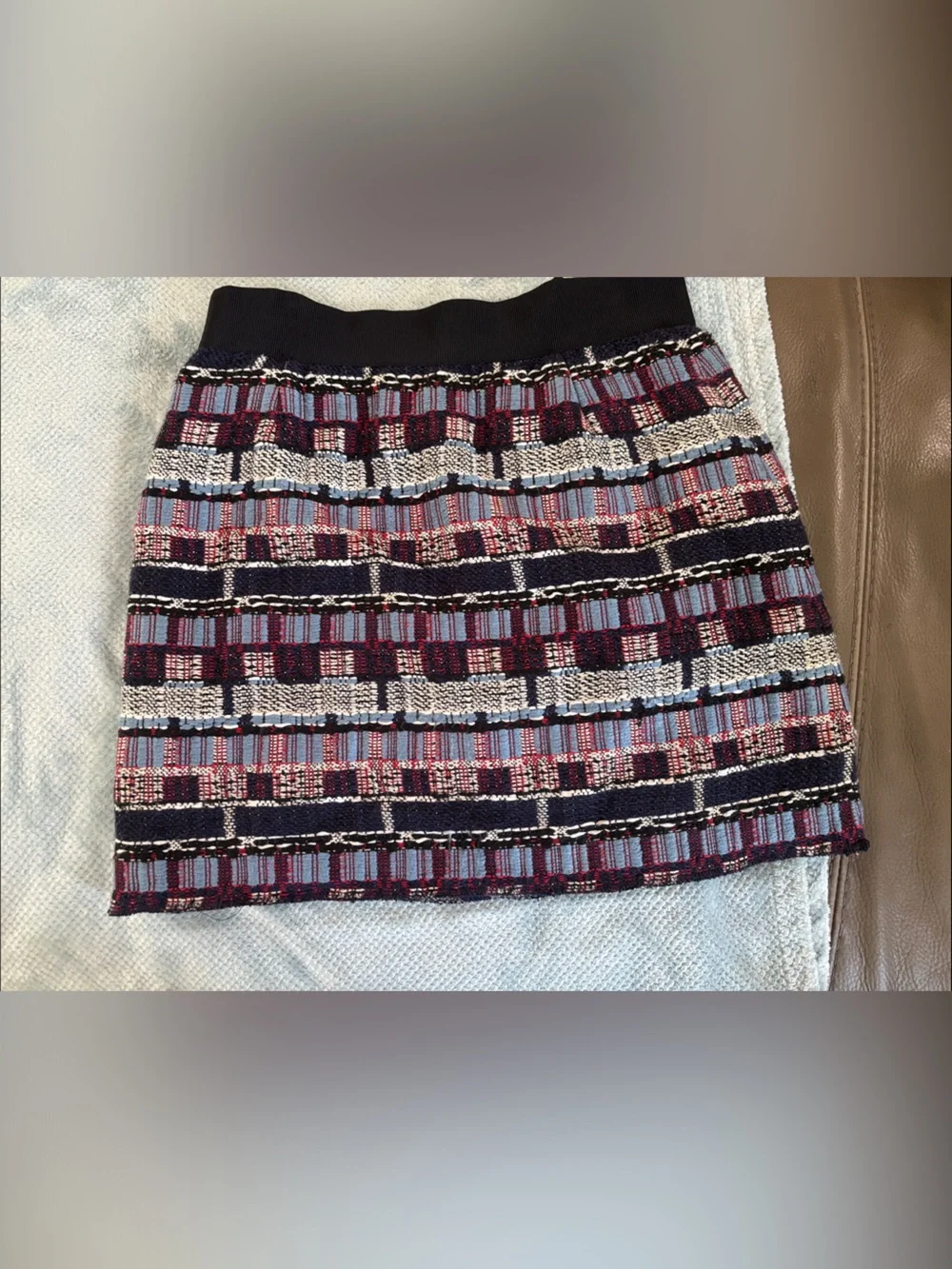 Milly Navy and red Geo Stripe Mini Skirt